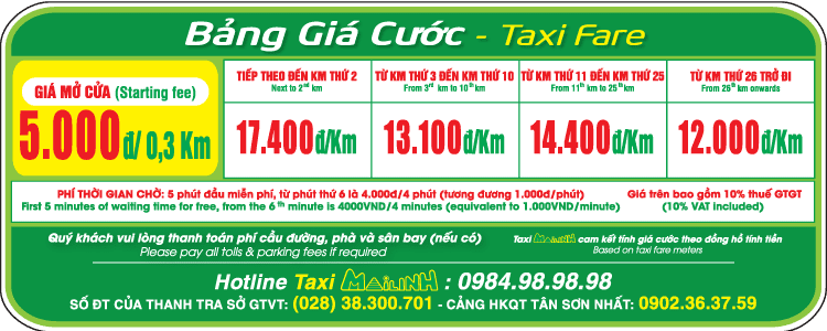 Taxi sân bay Tân Sơn Nhất về các quận trung tâm Sài Gòn